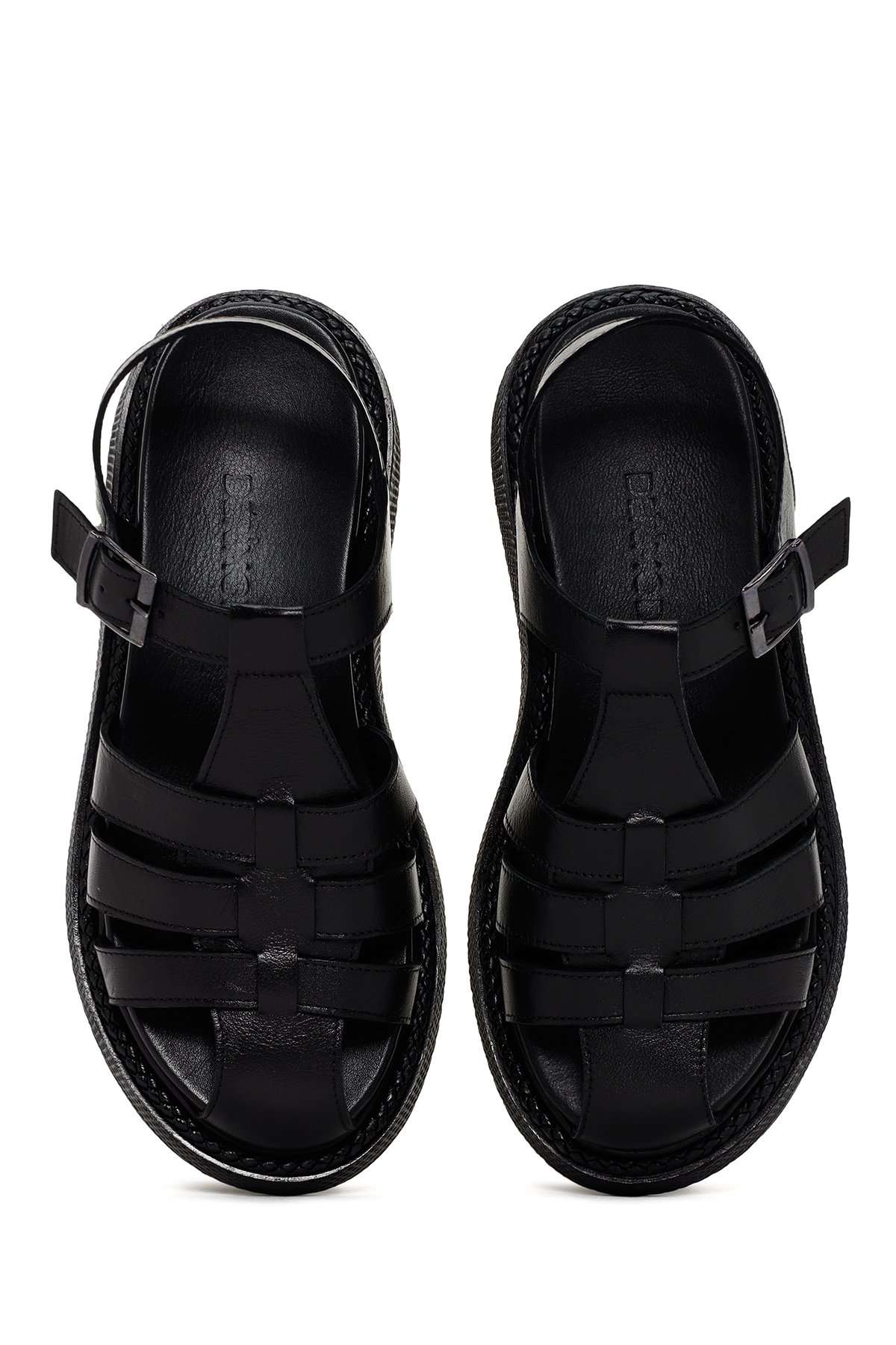 Derimod  Kadın Siyah Bantlı Hakiki Hakiki Deri Comfort Sandalet 25SFD300418 - Görsel 7