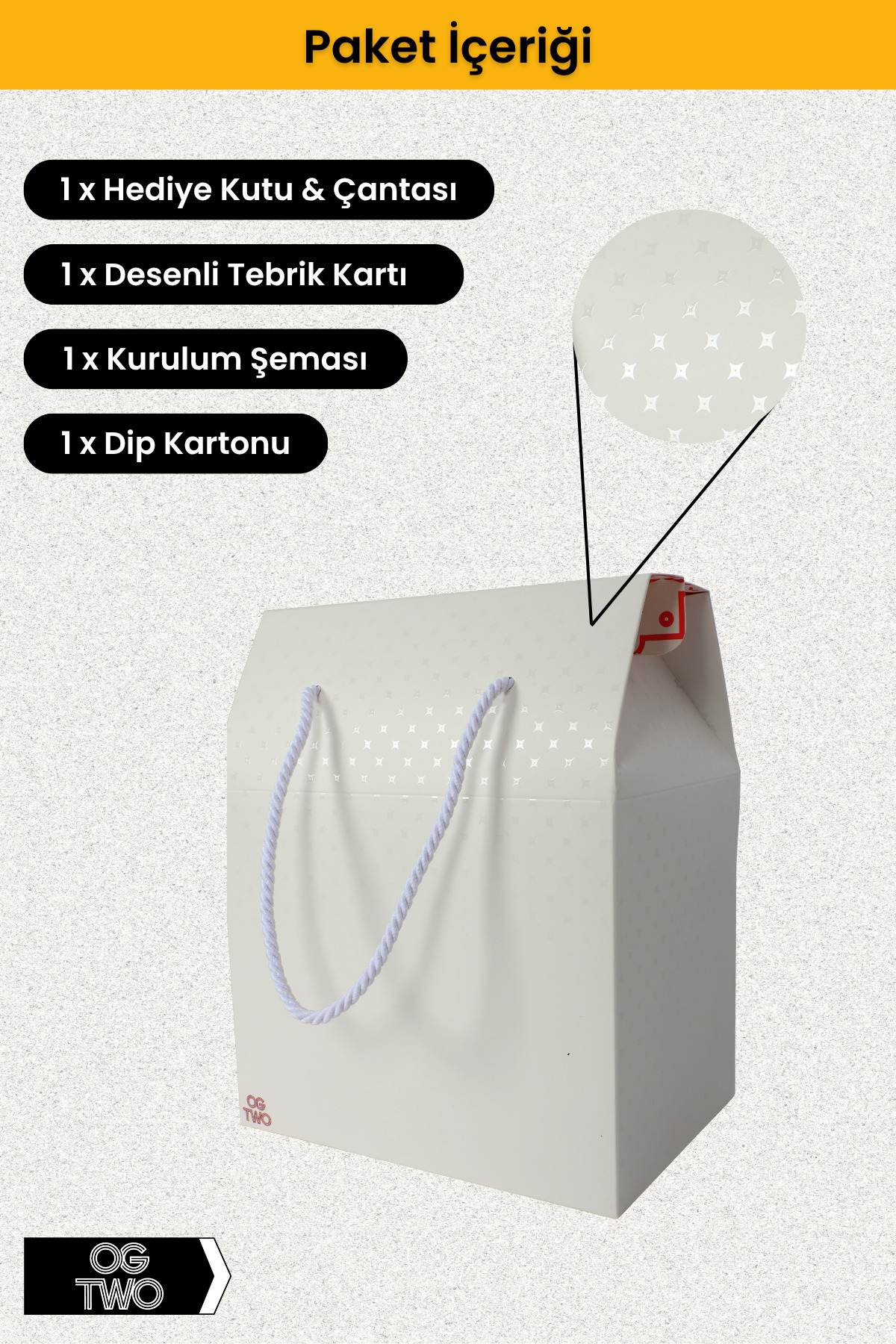 OGTWO Premium Konsept Tasarım Hediye Kutusu Çanta Boş Karton Hediye Paketi Hediyelik Beyaz - 24x14x20cm fotoğrafı 4 (önizleme)