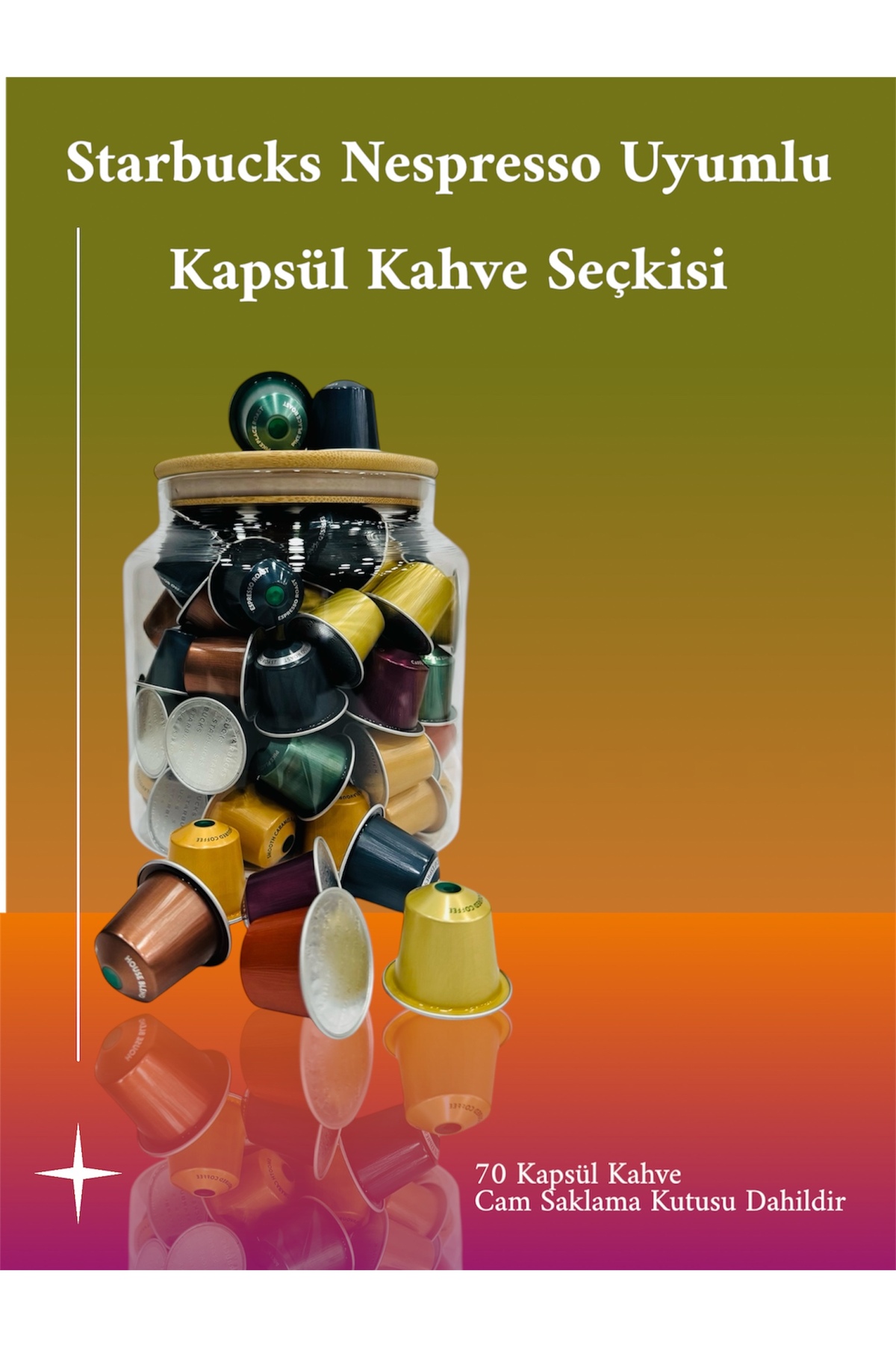 Starbucks Karışık Kapsül Kahve 7 Kutu (70 Kapsül) + Cam Saklama