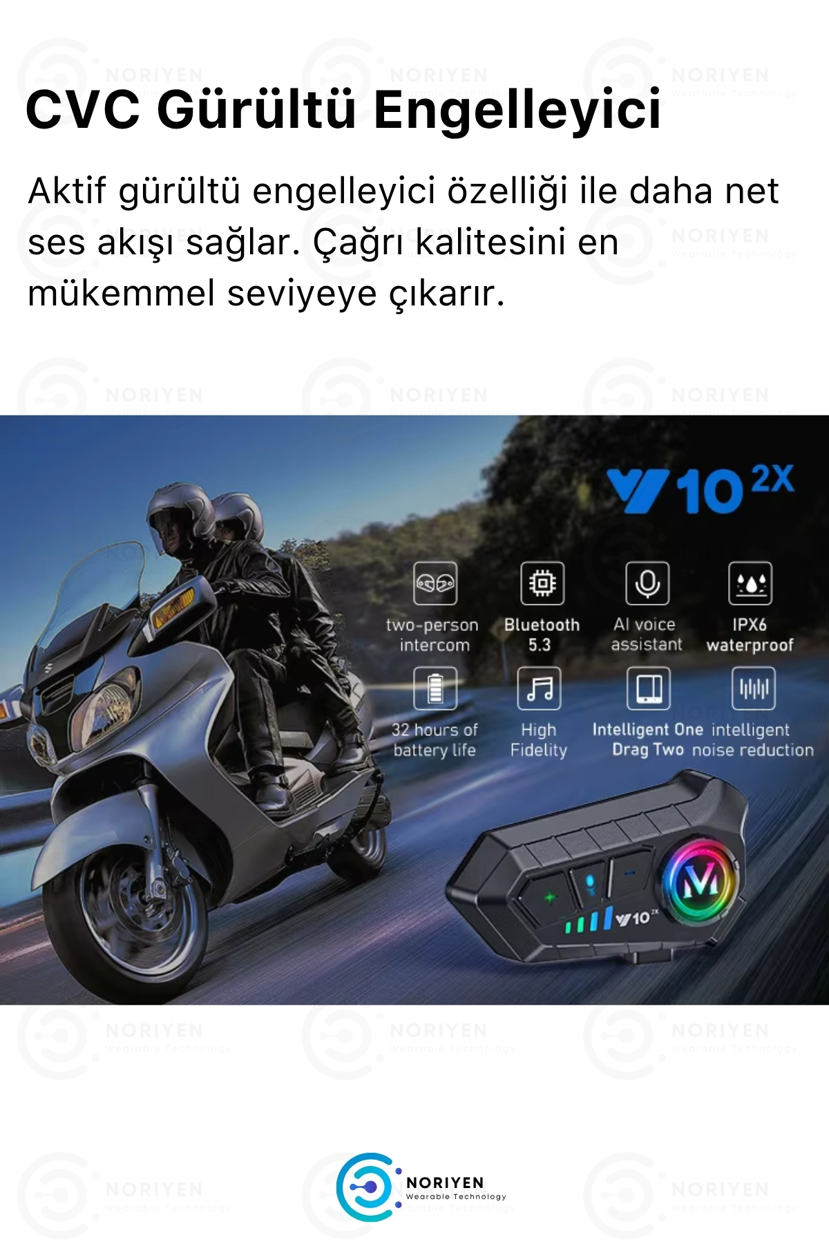 Yeni Nesil Motosiklet Kask Y10 2X Interkom Mikrofonlu Gürültü Engelleyici Bluetooth Kulaklık