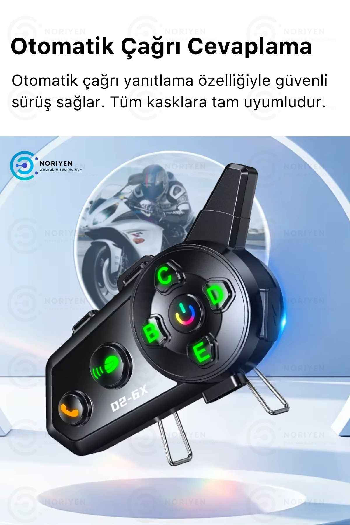 Yeni Nesil Motosiklet Kask D2-6X 6 Bağl. Interkom Mikrofonlu Gürültü Engelleyici Bluetooth Kulaklık