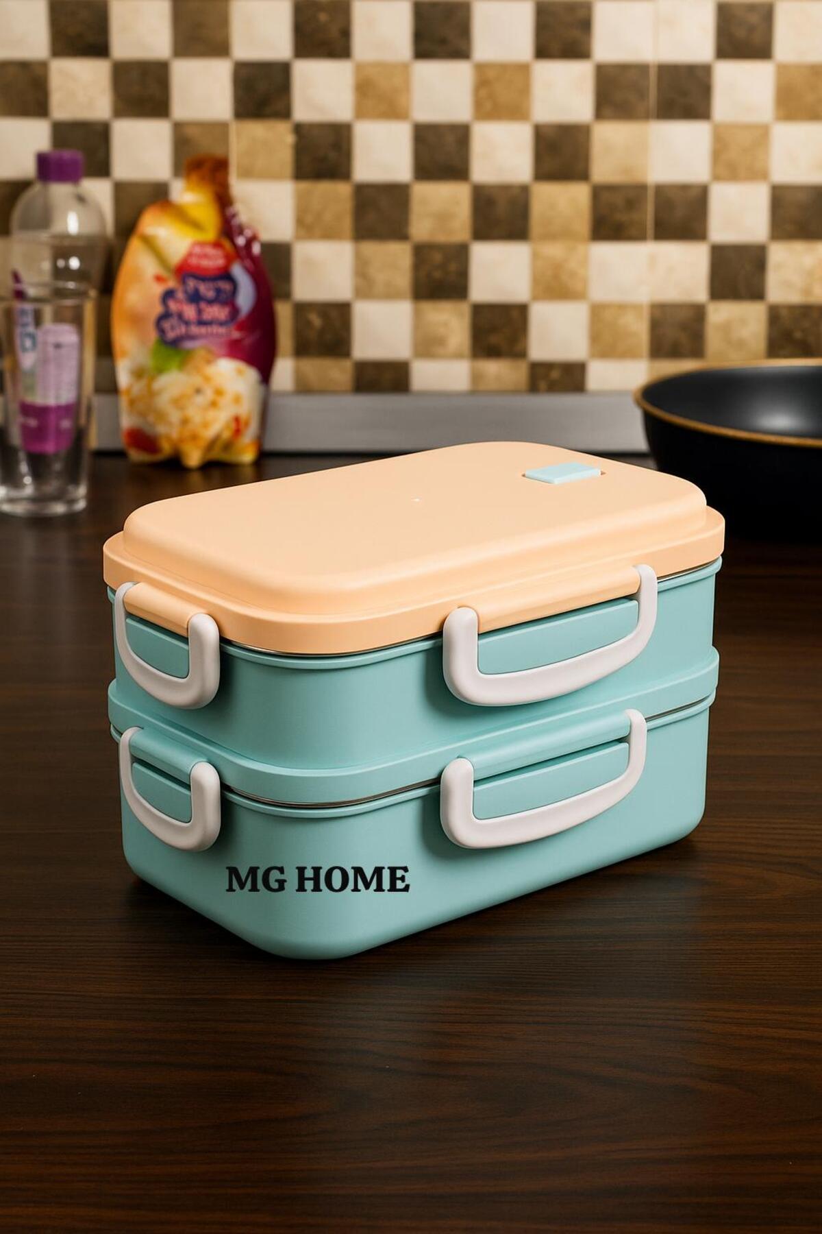 MG HOME ÇELİK BESLENME 1 Adet 2 KATLI DİKKAT Sızdırmaz Beslenme 2 Katlı Çelik Beslenme Kabı Kamp Askeri