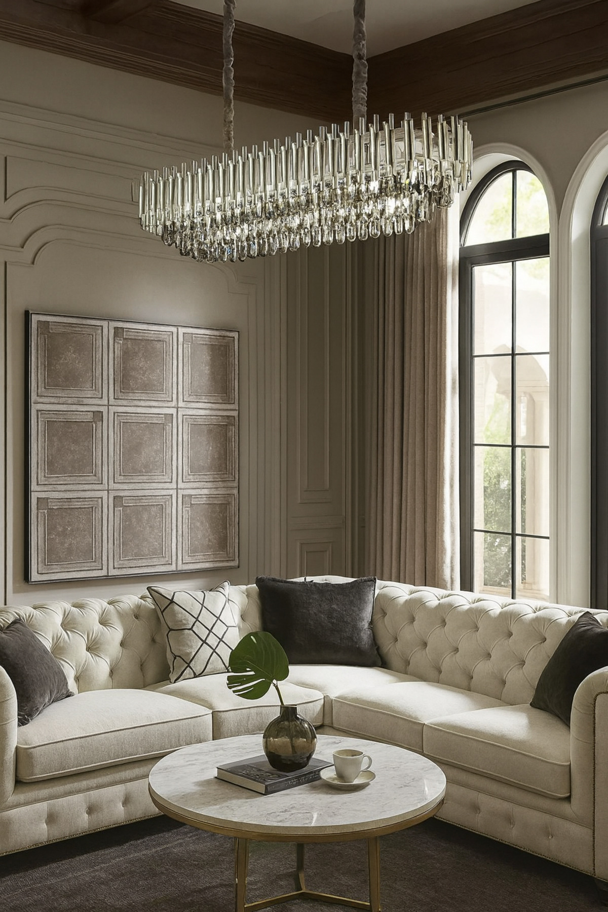 ثريا كريستال فضية عصرية فاخرة للمنزل و القاعات