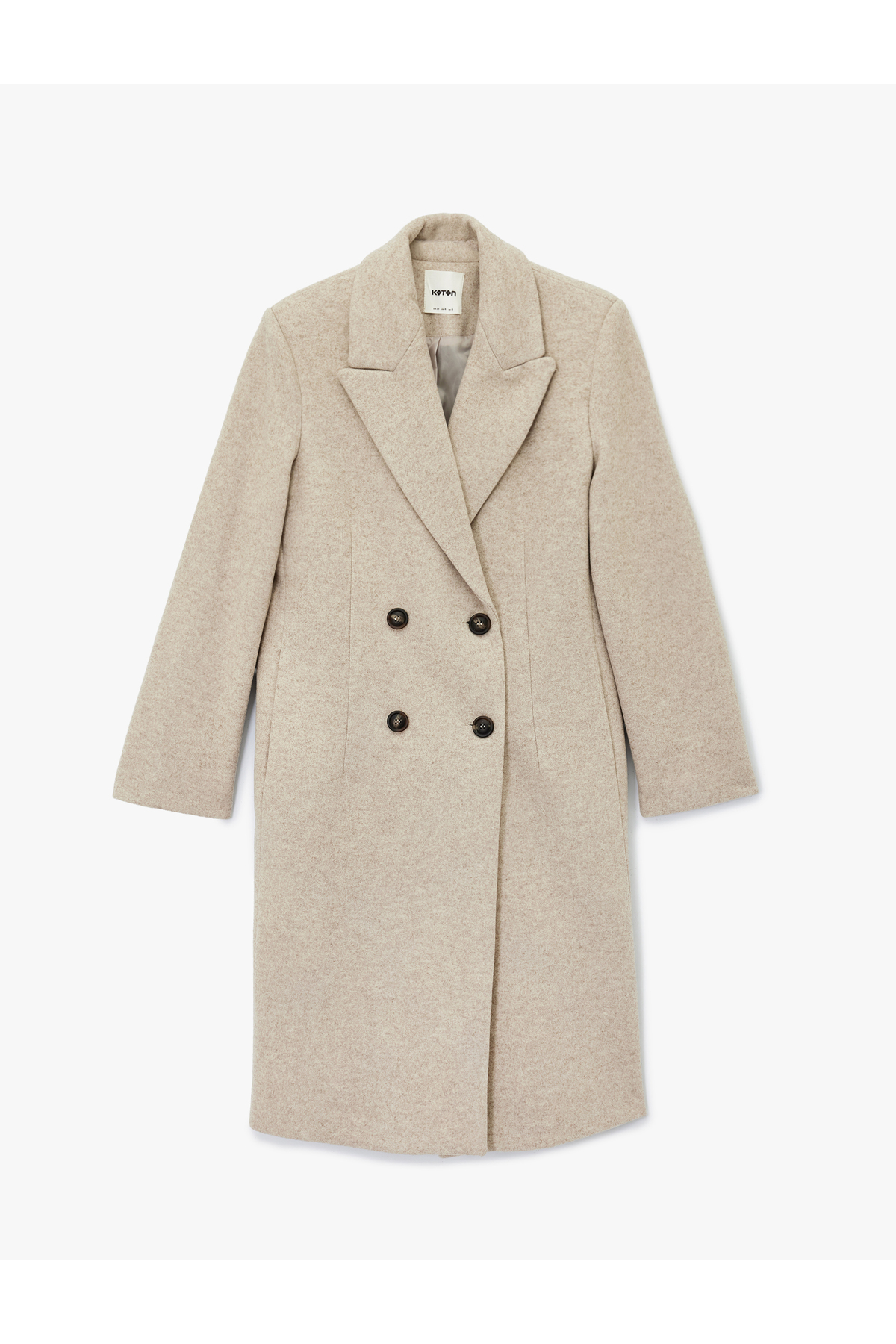 Koton  Cepli Uzun Kollu Kruvaze Düğmeli Kaşe Kaban - Görsel 3