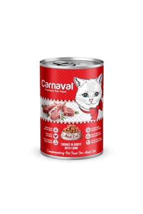 Carnaval Kaliteli Yaş Mama 48 Adet Yetişkin Kedi Konservesi - Kuzu Etli 400 gr