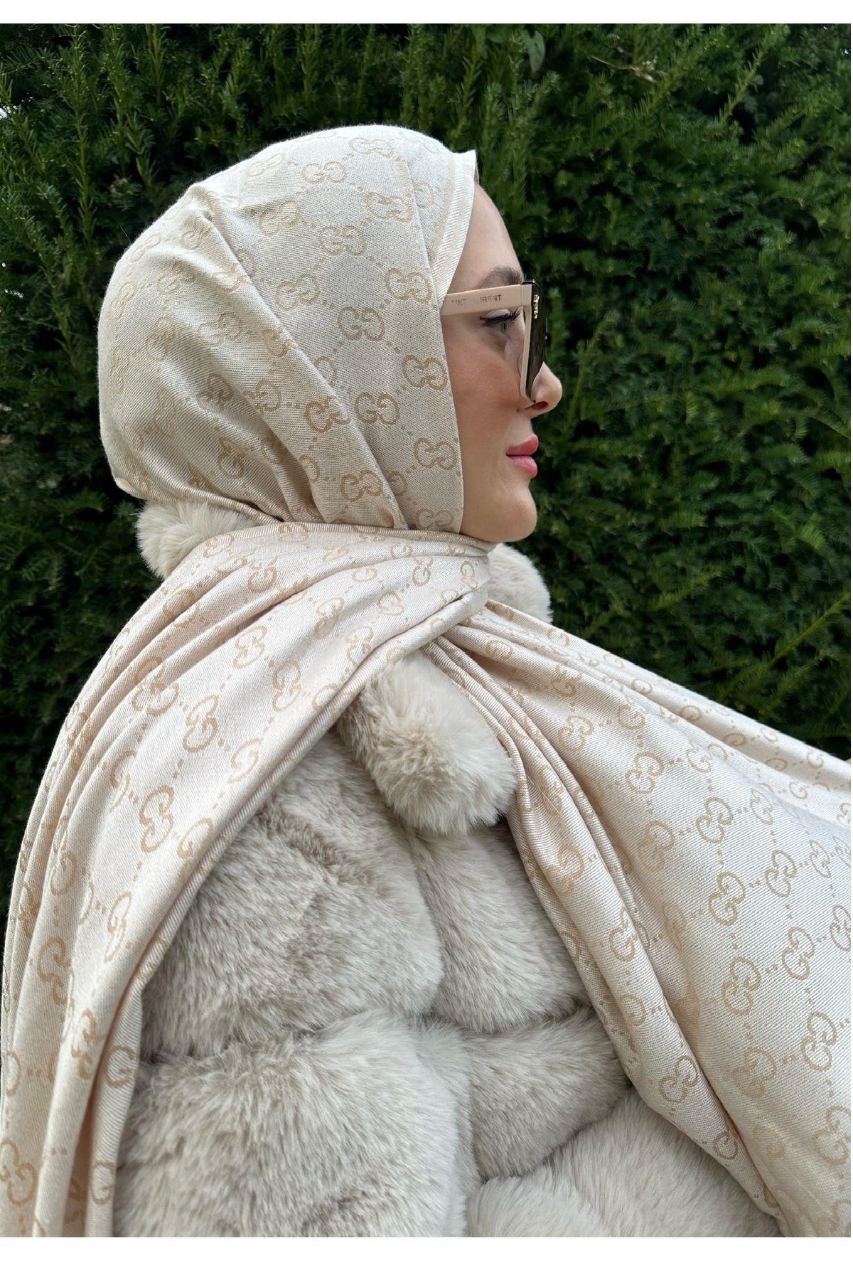 white stars ÇİFT TARAFLI G DESEN ŞAL