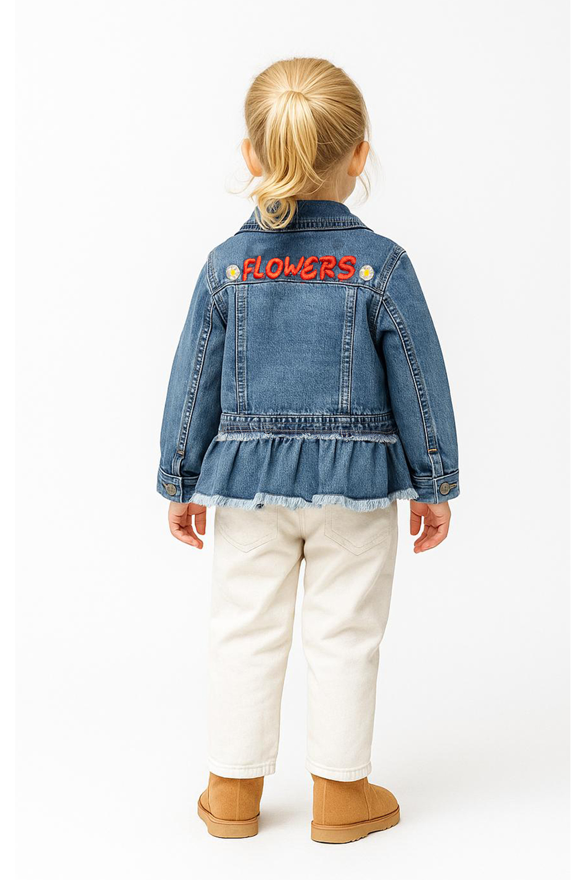 Overdo Kız Çocuk 1-4 Yaş Sırt Detaylı Mavi Kot Ceket fotoğrafı 2 (önizleme)