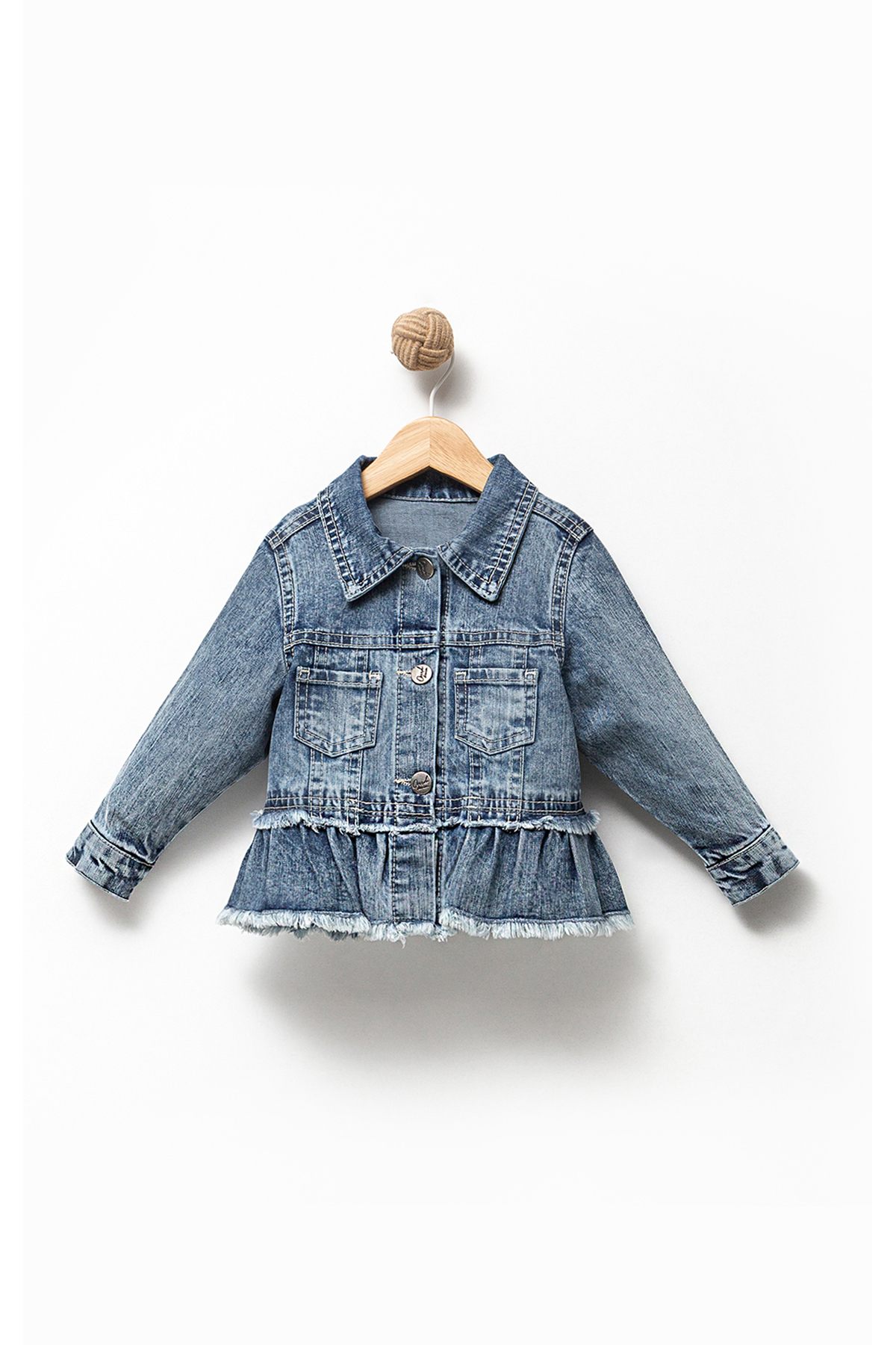 Overdo Kız Çocuk 1-4 Yaş Sırt Detaylı Mavi Kot Ceket fotoğrafı 3 (önizleme)