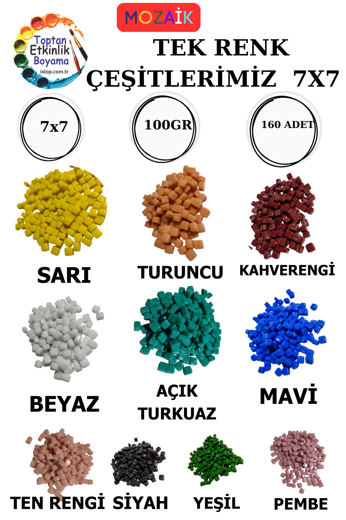 ۱۰۰ گرم سنگ موزاییک چندرنگ – ۷×۷ میلیمتر | ست کارگاه موزاییک | موزاییک شیشهای