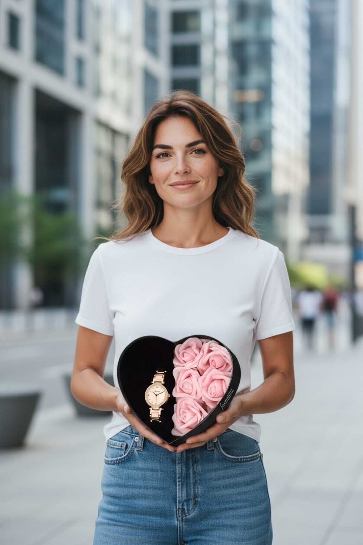 Forentina  Kadın Rose Metal Kol Saati - Rose Yapay Güllü Kutuda Hediye - Ps182100tr - Görsel 2