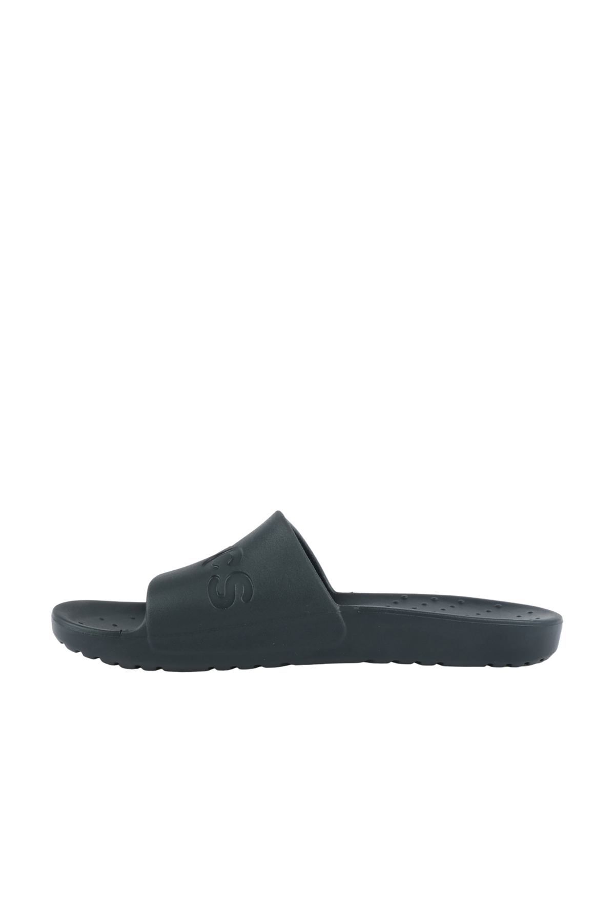 Crocs Unisex Marka Logolu Şık Görünüşlü Tek Bantlı Kalın Tabanlı Kaymaz Rahat Dayanıklı Terlik Black Terli görsel 2