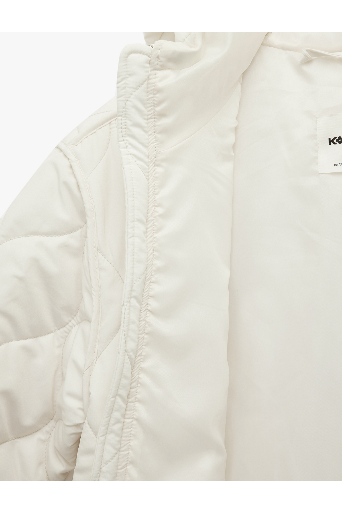 Koton  Uzun Kollu Cepli Fermuarlı Kapüşonlu Kapitone Mont - Görsel 7