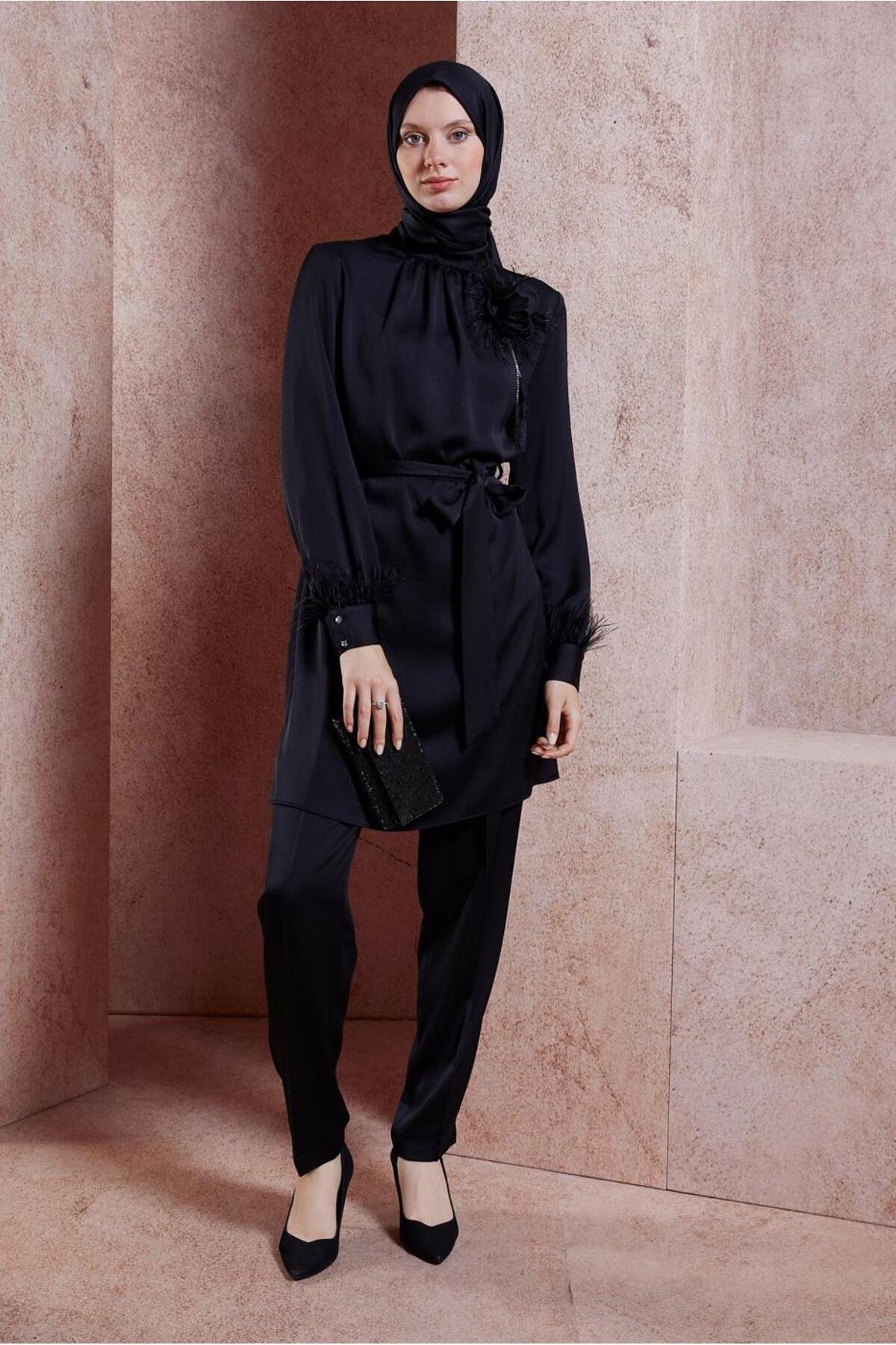 آلوینا ست شلوار کمربنددار طرح پر کد ۳۰۴۳۲