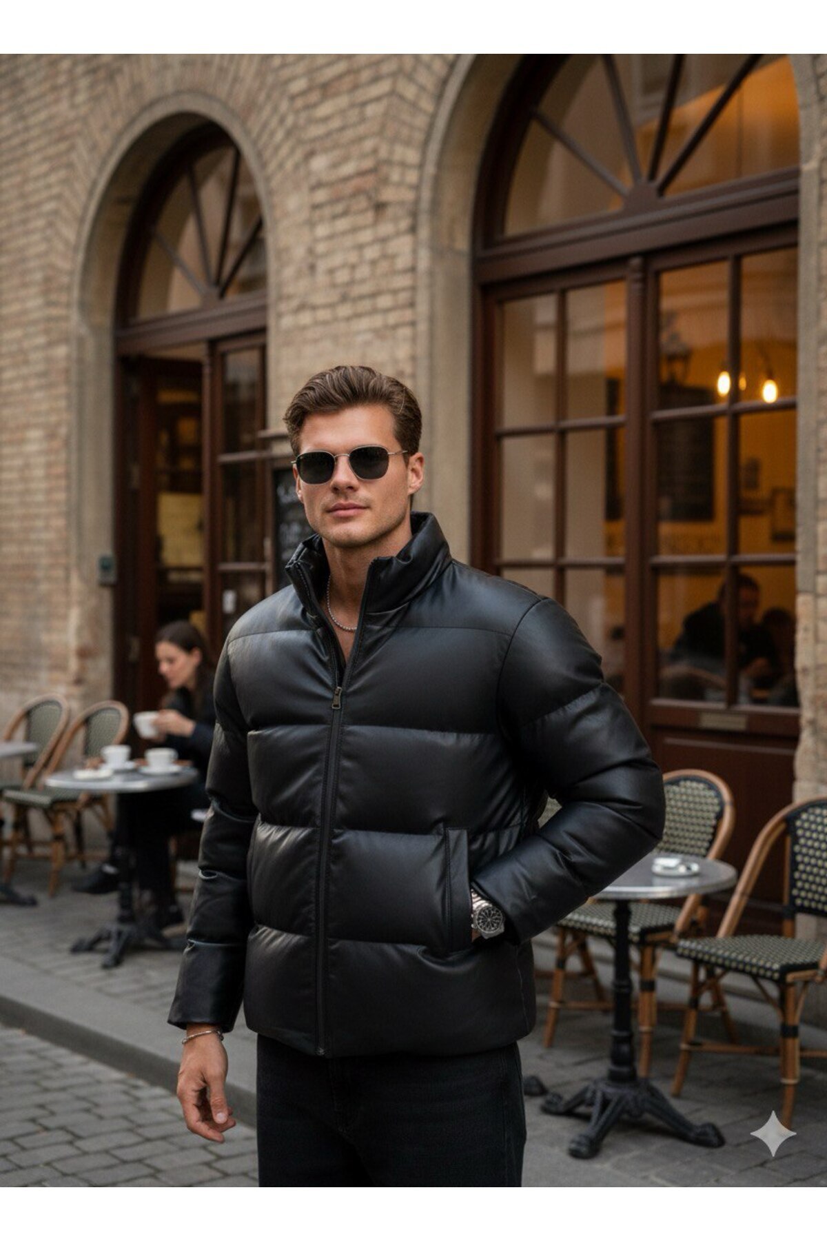 S&M CLOTHİNG Yeni Sezon SU Geçirmez & Elyaf Dolumlu Şişme Deri Mont