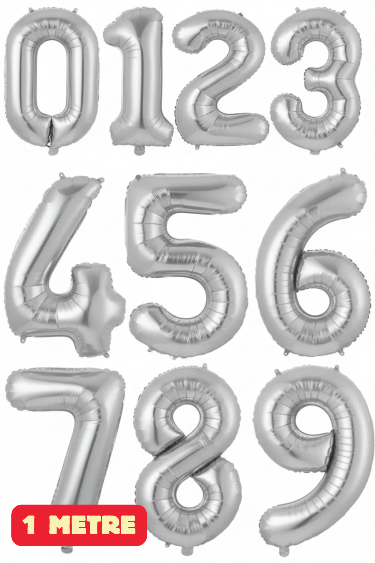 Baloncu Dede Gümüş 1 Metre Doğum Günü Yaş Doğum Günü Sayı Doğum Günü Rakam Helyum Uyumlu Folyo Balon Büyük Boy