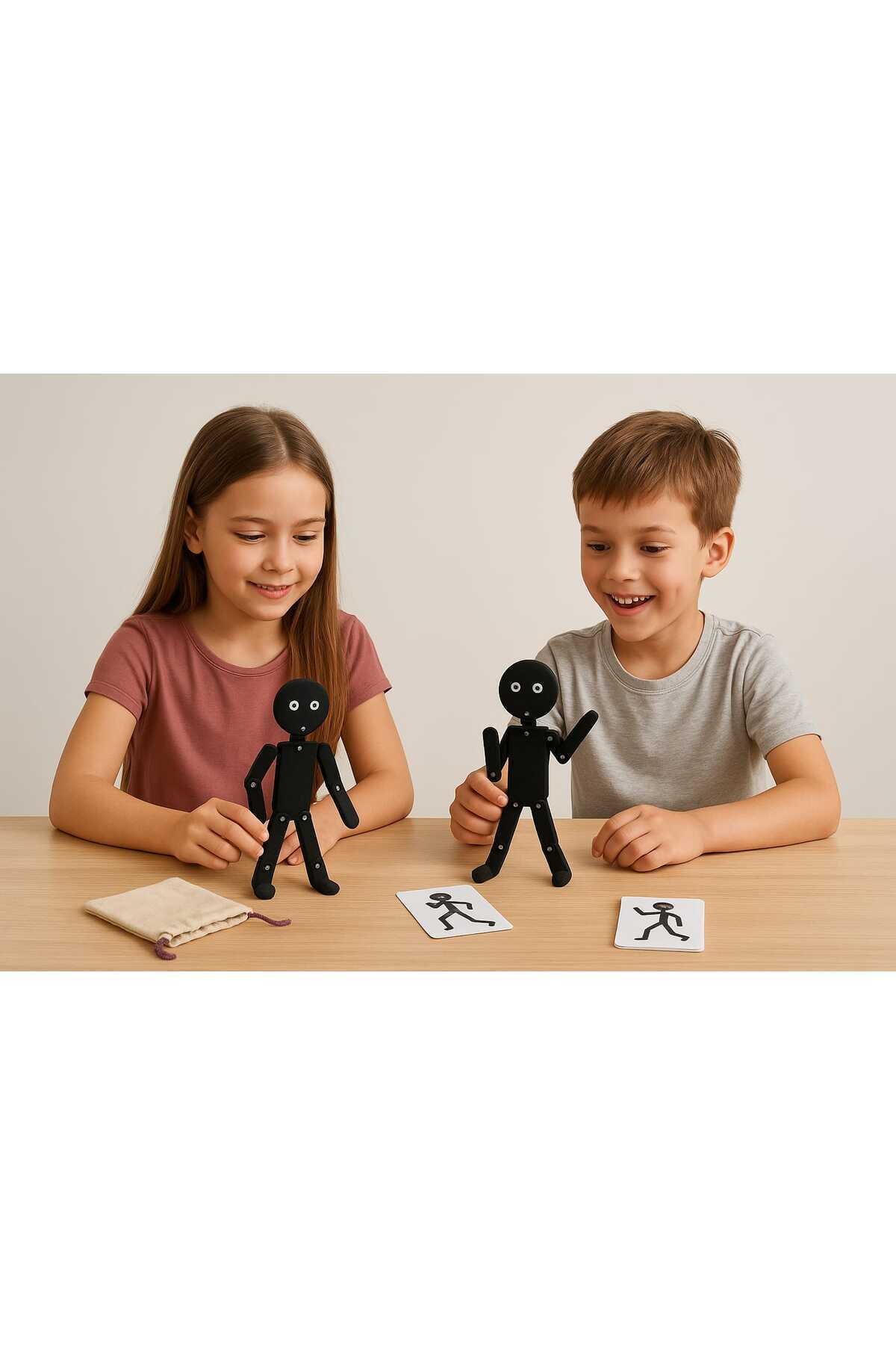 Edu&Hobby Montessori Çöp Adam Eğitici Oyuncak – 2 Adet Hareketli Figür + 27 Görev Kartı- Bionic Man fotoğrafı 2 (önizleme)