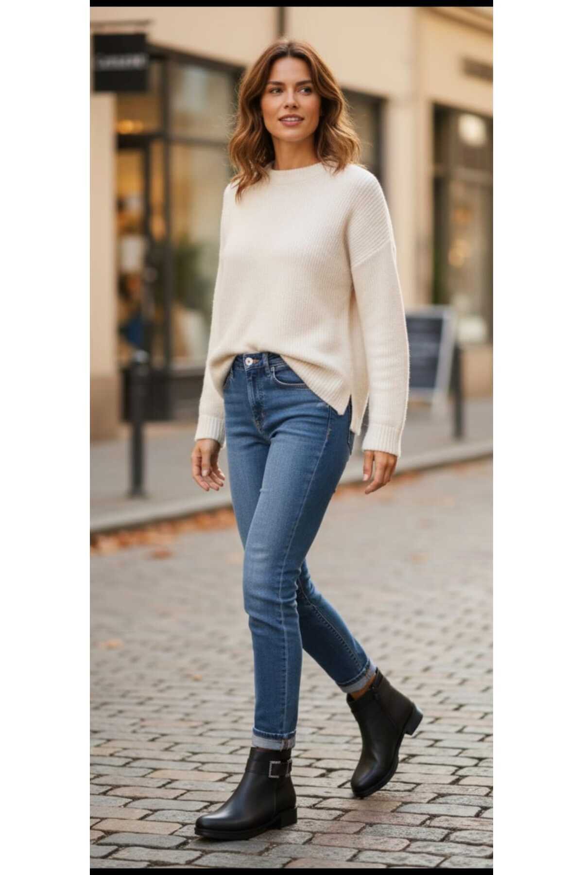 Hale Shoes Siyah Cilt Kadın Tokalı Fermuarlı Rahat Kışlık Bot Kaymaz Taban H012