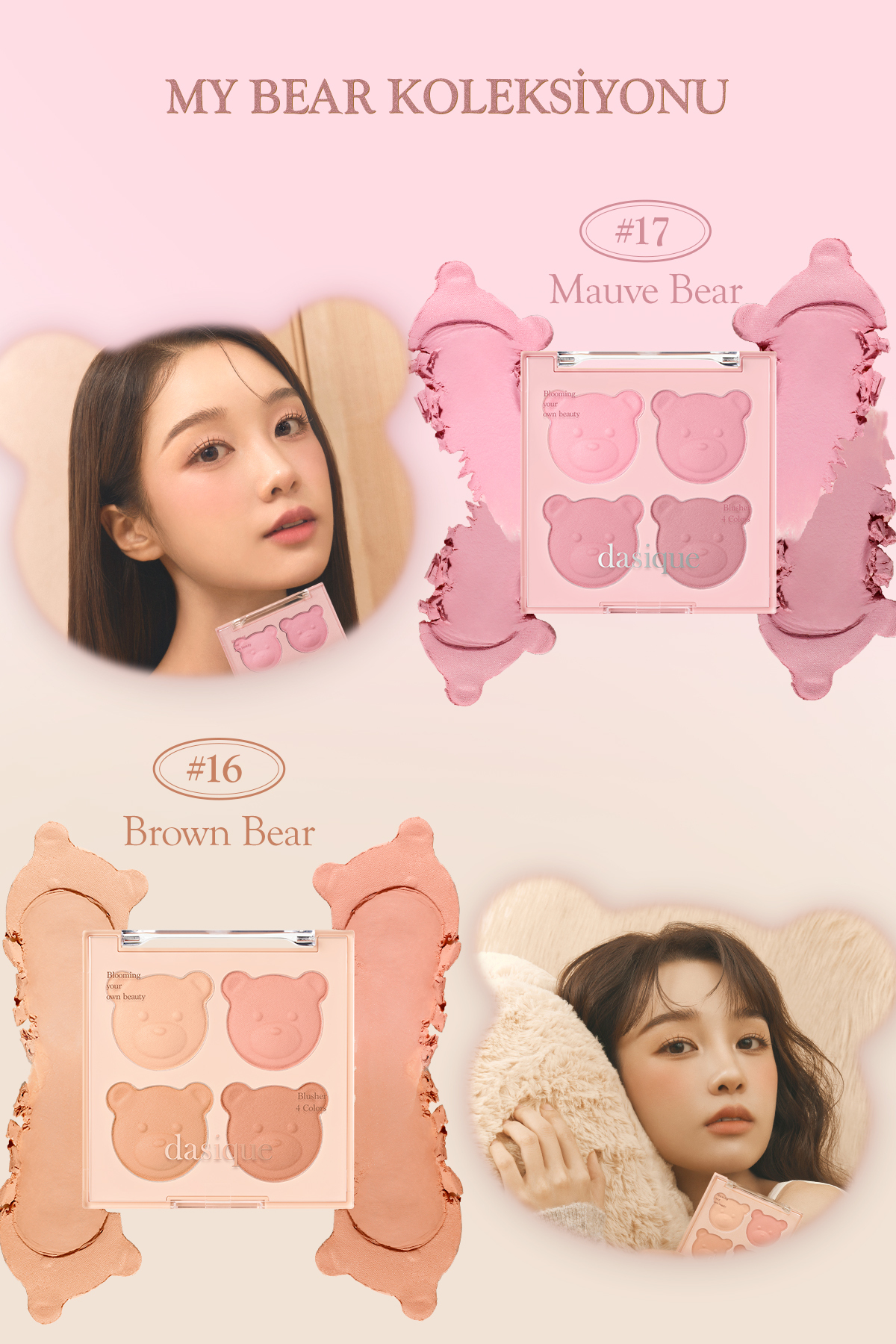 Karıştırılabilir Renk Tonlarına Sahip 4lü Jel Allık Blending Mood Cheek (#17 Mauve Bear) — رنگارنگ 111649 — تصویر 5 از 9