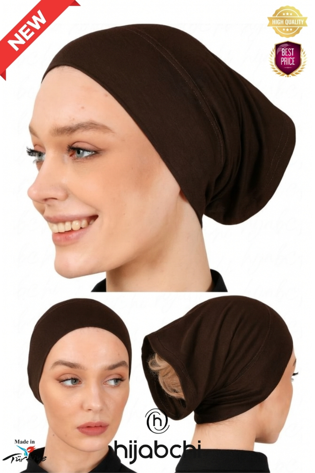 hijabchi Pratik Boru Bone - Arkası Açık Bone - Viskon Likralı - Acı Kahve