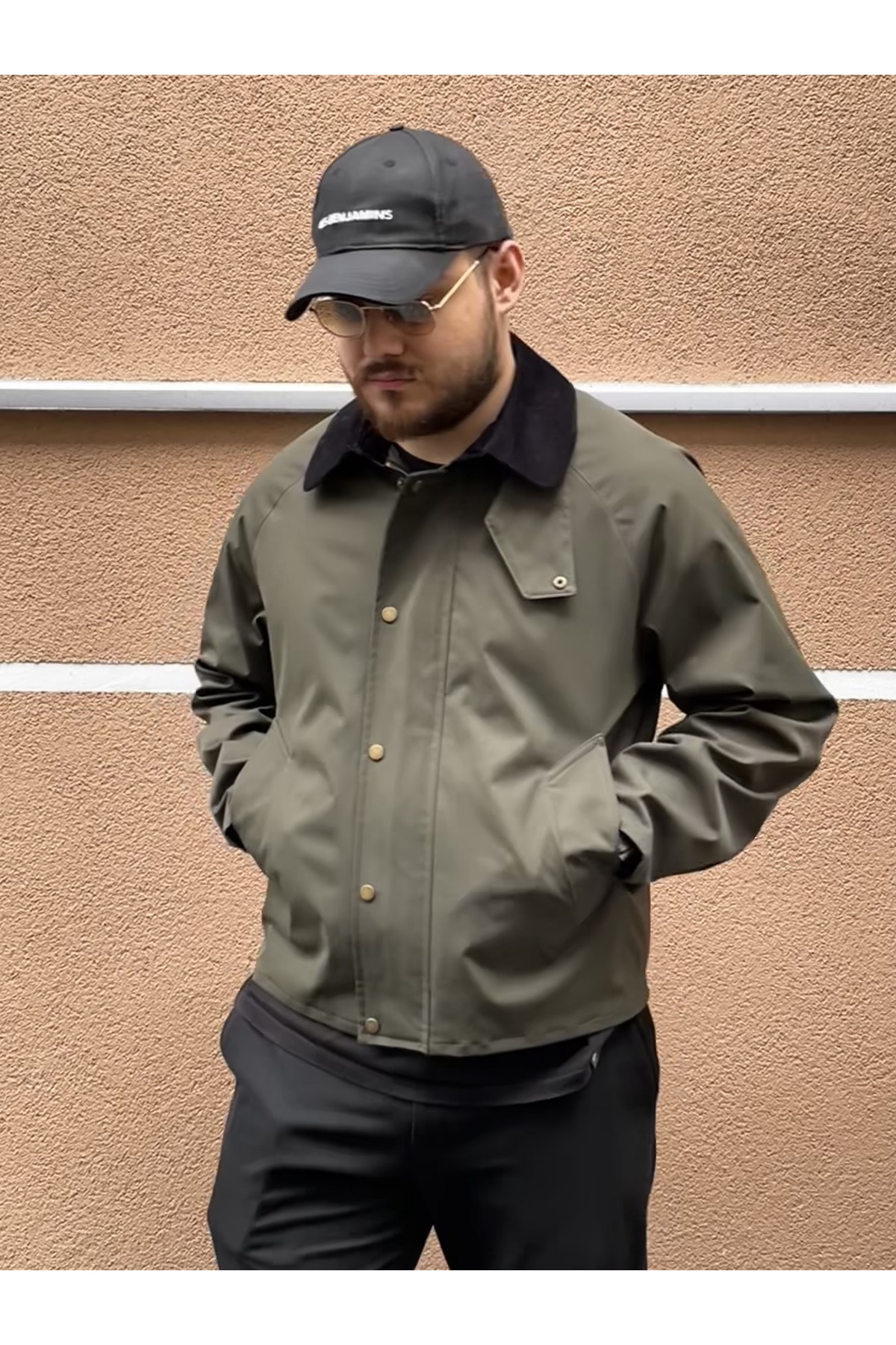 Stoncs  Erkek Haki Kontrast Yakalı Oversize Ceket - Görsel 6