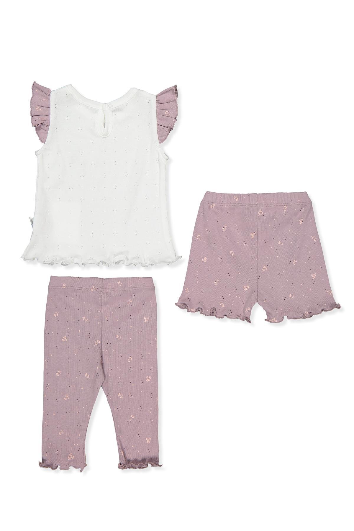 Bebetto AJURLU PATİKSİZ PİJAMA TAKIMI 3LÜ (NATURE) MOR fotoğrafı 3 (önizleme)