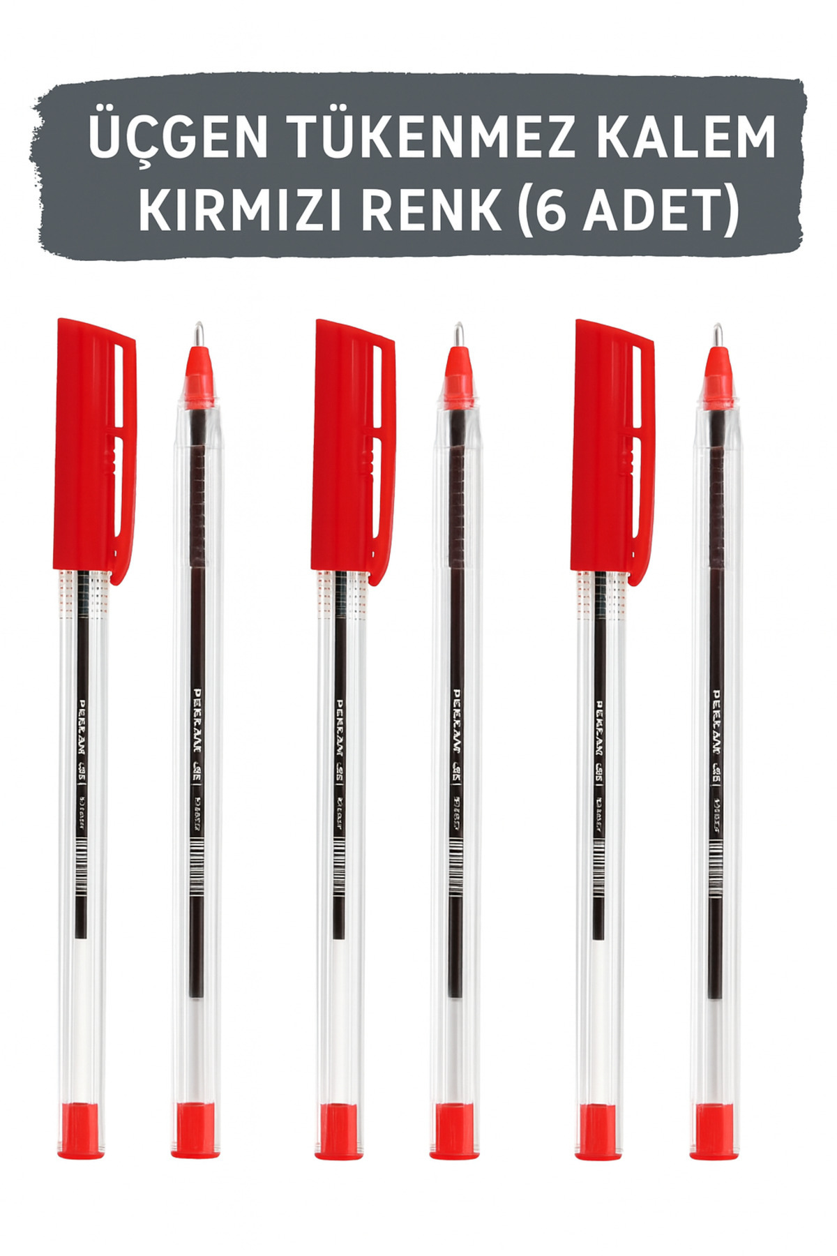 1.0 mm Triangular Body Ballpoint Pen Set (Blue, Black, Red) 6-Pack
