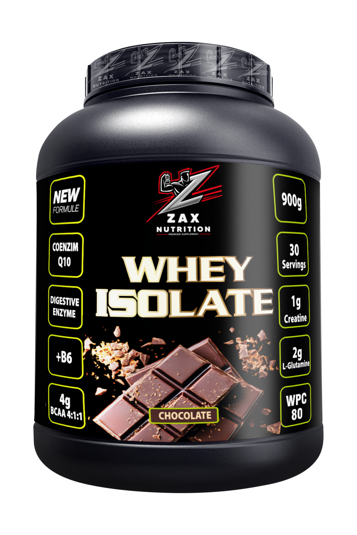 zax nutrition Whey Protein 900 gr 30 Servis Çikolata Aromalı %100 Protein Tozu