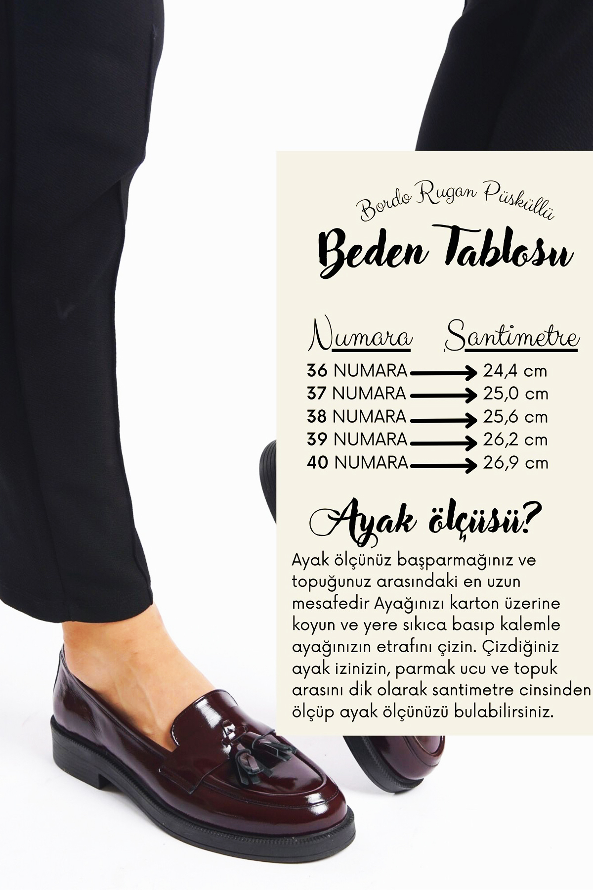 GRADA Bordo Rugan Püsküllü Hakiki Deri Kadın Loafer Ayakkabı Parlak Bordo Ponponlu Kadın Mokasen Ayakkabı görsel 6