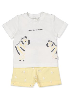 Bebetto SÜPREM ŞORT 2Lİ TAKIM BASKILI (WALKING ZEBRAS) SARI