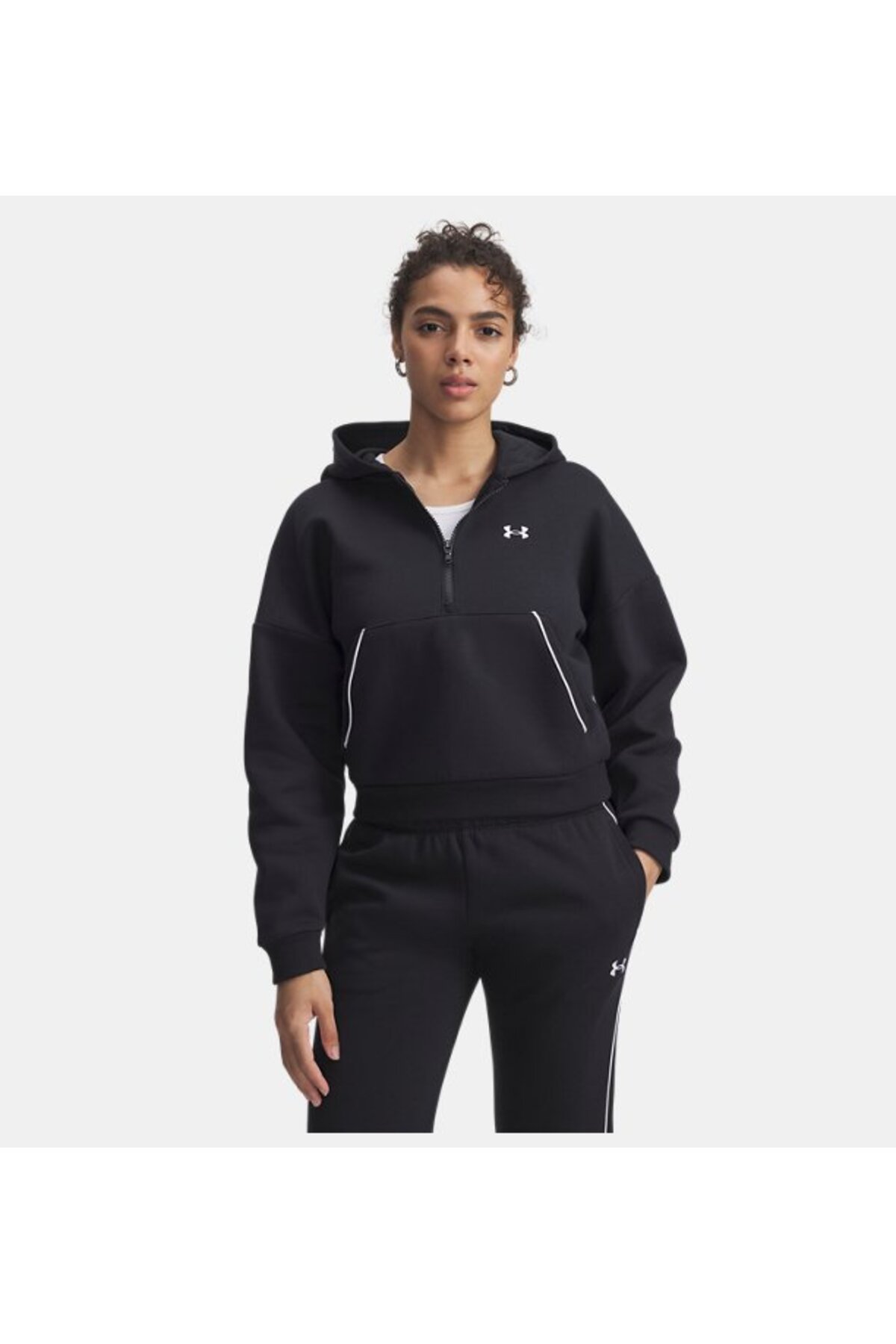 Under Armour Kadın UA Rival Fleece Piped Yarım Fermuarlı Kapüşonlu Sweatshirt 6003707-005