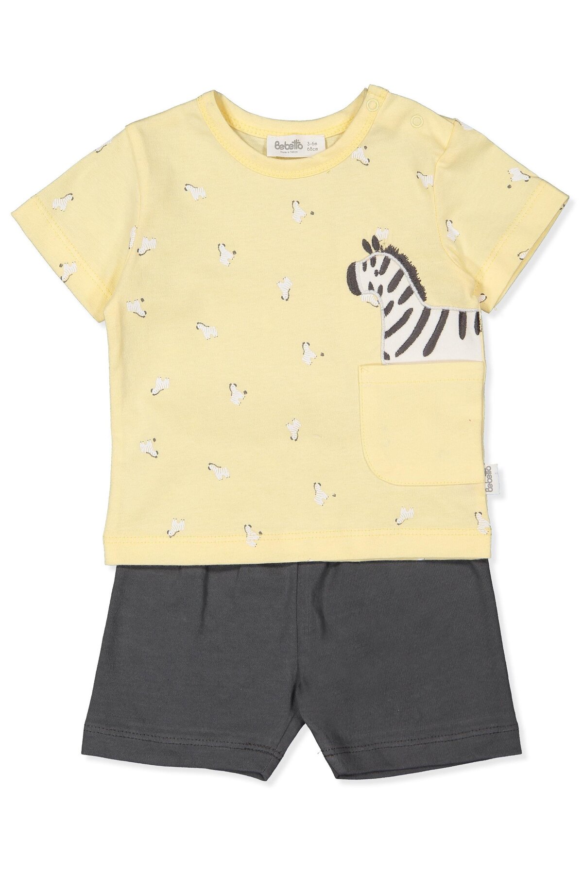 SINGLE JERSEY SHORTS 2PCS SET (WALKING ZEBRAS) YELLOW