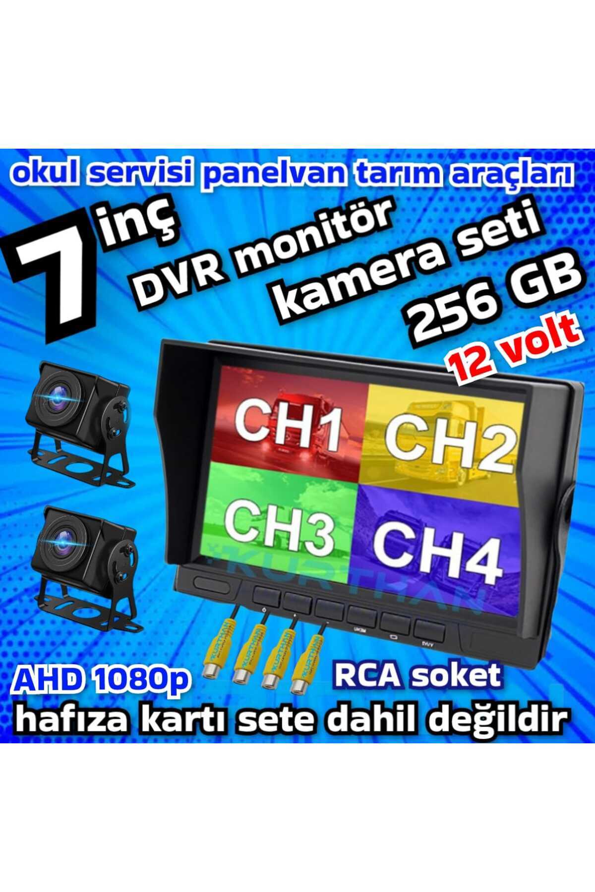 Twogo 2 ADET 1080P AHD 180 DERECE BALIK GÖZÜ KAMERA 7 İNÇ 256 GB DESTEKLİ HYBRİD DVR MONİTÖR 12 VOLT