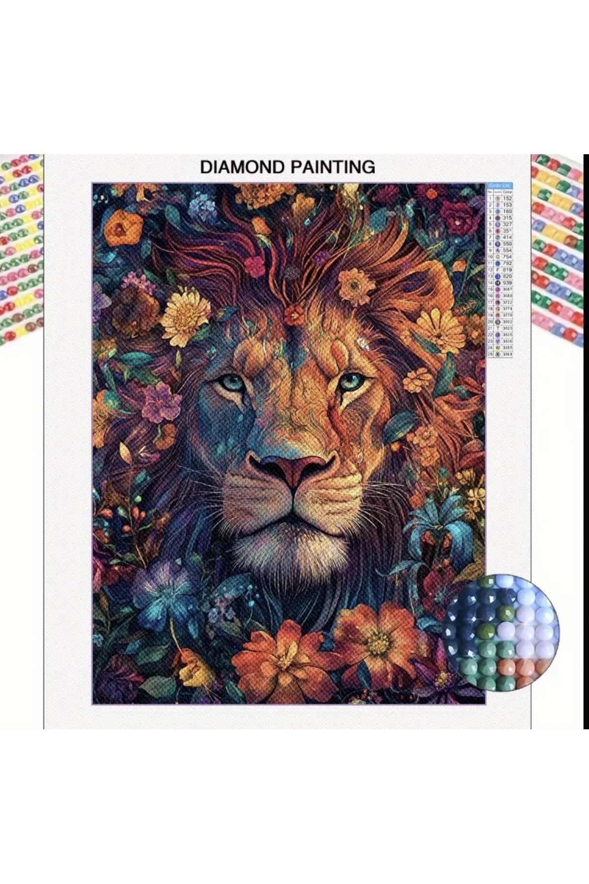 Mio Accessorio Aslan ve Çiçek Desenli Elmas Boyama