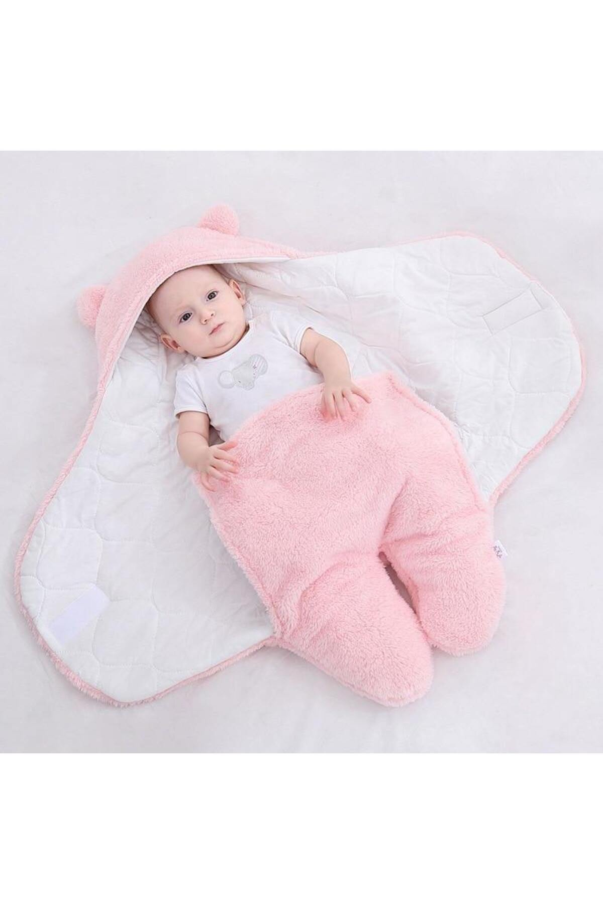Ferdys 0-12 Ay Içi Elyaflı Kulaklı Welsoft Dış Kundak Peluş Bebek Battaniye Peluş Kundak