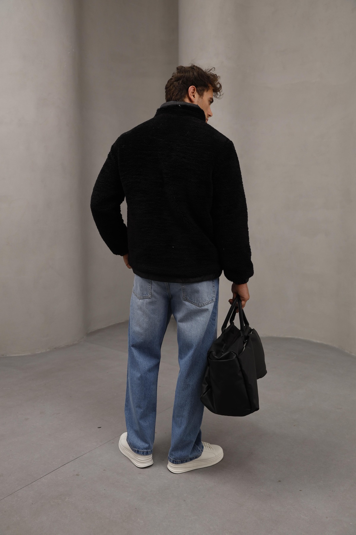 essenzaclothing  Unisex Oversize Peluş Mont Ceket - Görsel 4