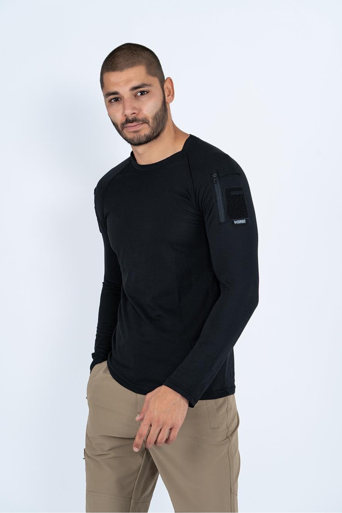 Wolff Combat Tactical Outdoor Pamuklu Tişört Günlük Sıfır Yaka Uzunkol Tişörtü T-Shirt - 801