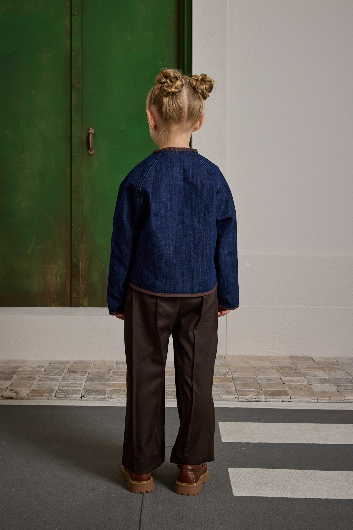 Fahhar Kids Bağcıklı Denim Ceket Koyu Mavi fotoğrafı 3 (önizleme)