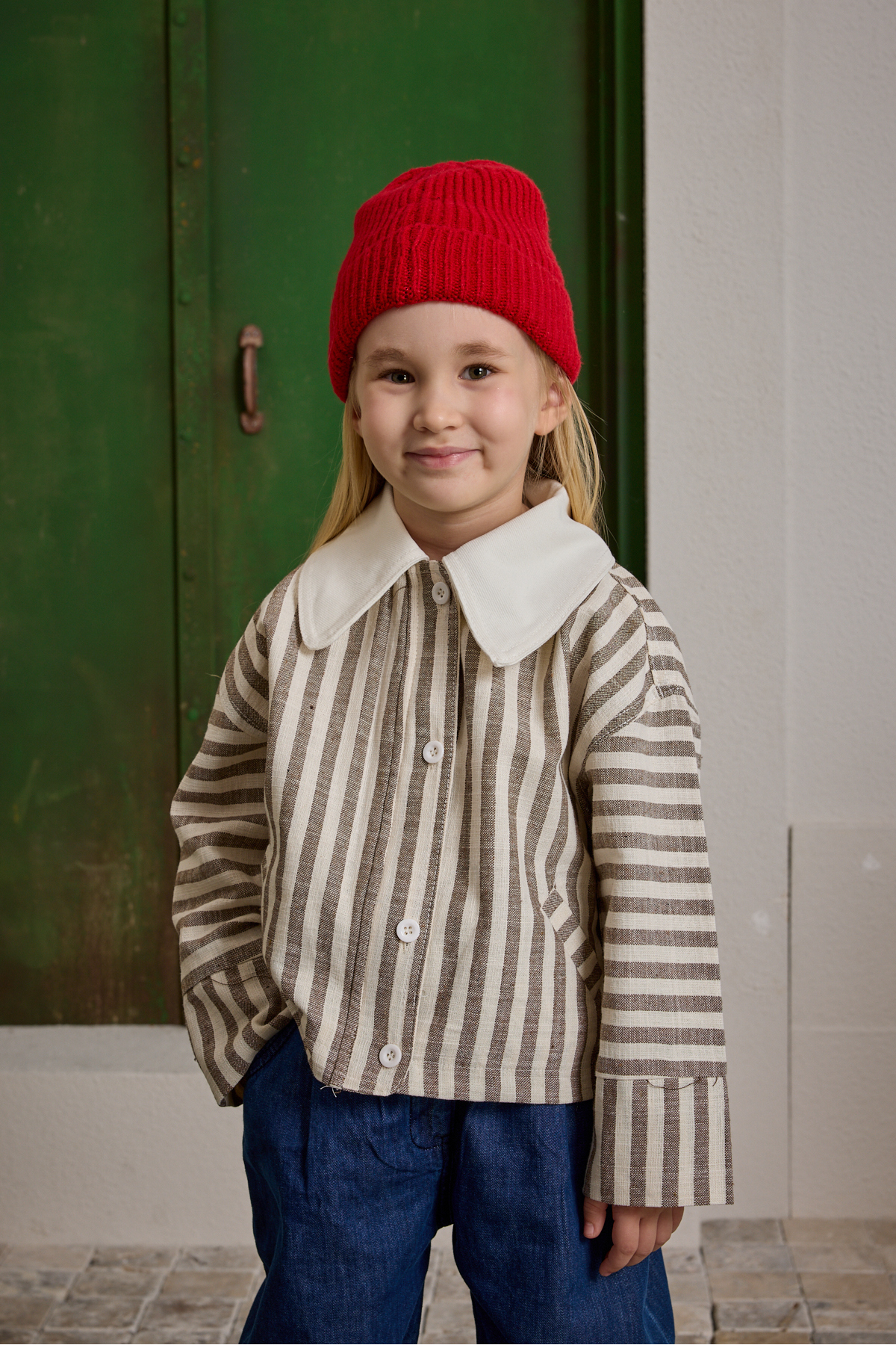 Fahhar Kids Yakalı Çizgili Ceket Bej fotoğrafı 5 (önizleme)