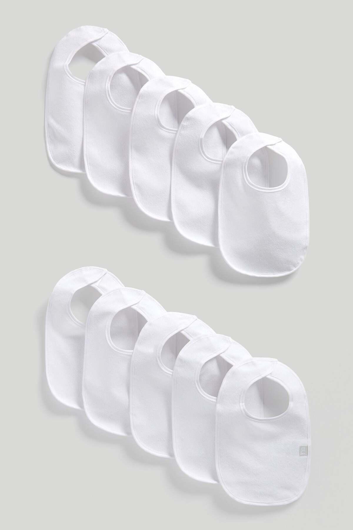 MOTHERCARE White Newborn Terry Bibs - 10 Pack