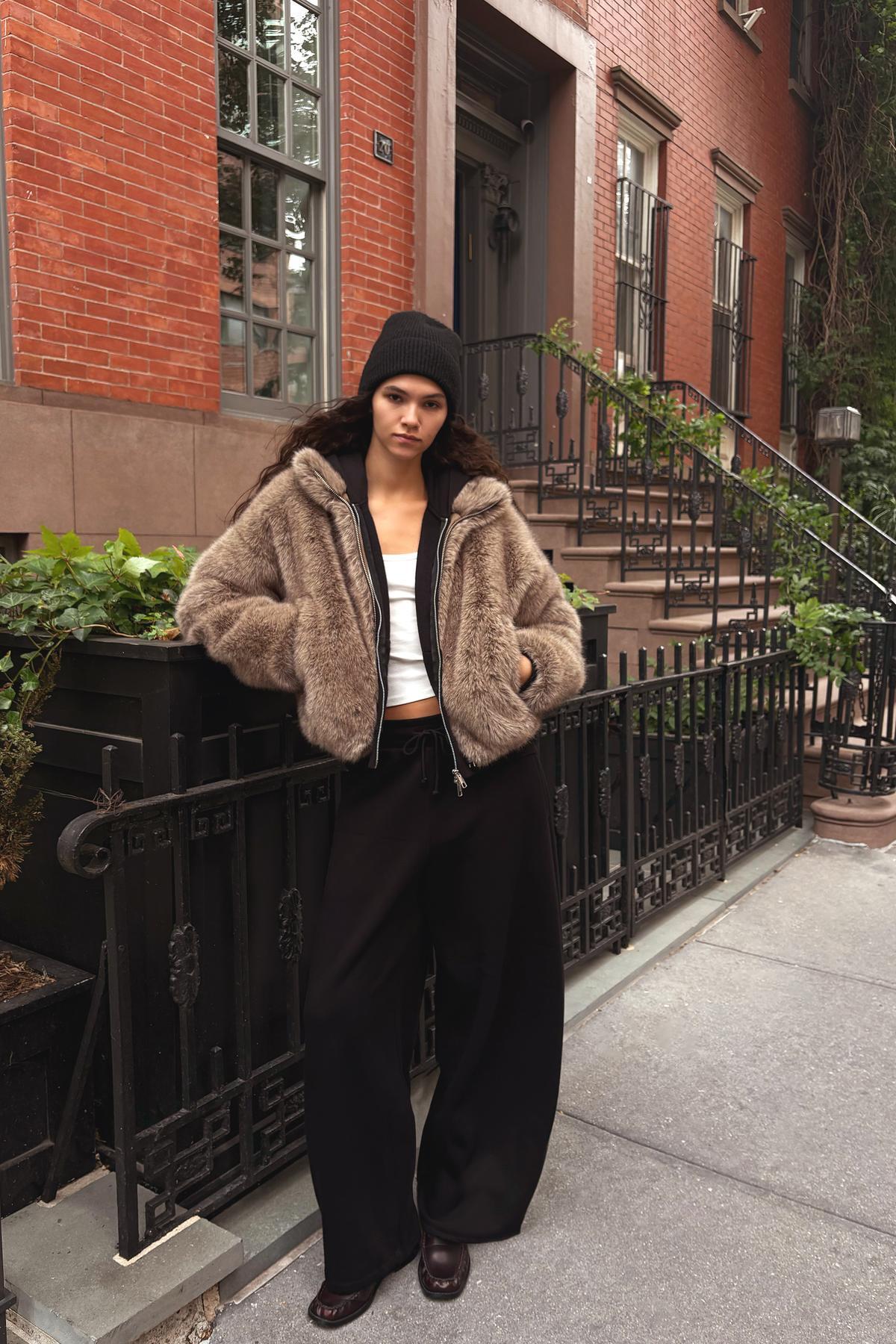 Bershka  Suni kürk efektli ceket - Görsel 4