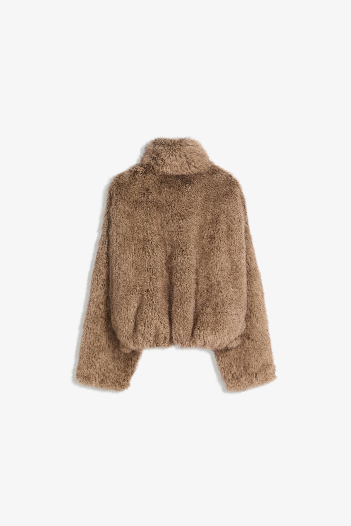 Bershka  Suni kürk efektli ceket - Görsel 6