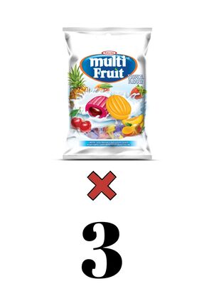 TAYAŞ Multi Fruit Karışık Meyveli Sert Şeker Poşet 350 Gr x 3 Adet