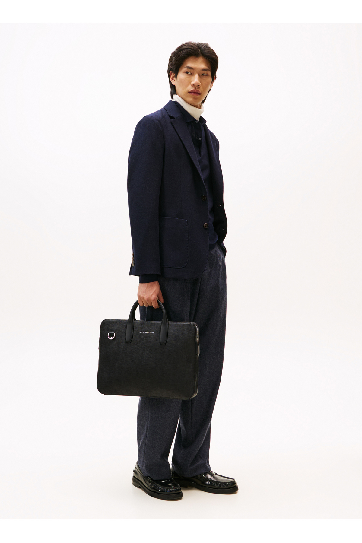 تامی هیلفیگر کیف لپ‌تاپ مردانه مشکی TH کیف کامپیوتر چرمی تجاری