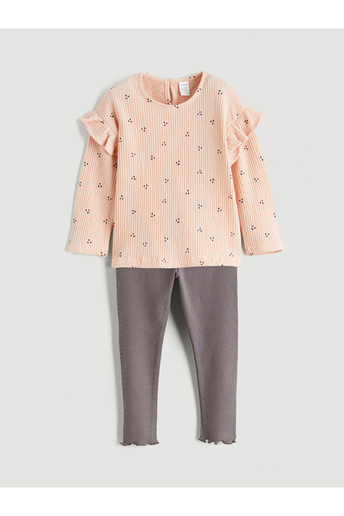 LCW baby Pink Crew Neck Baby Girl T-Shirt & Leggings