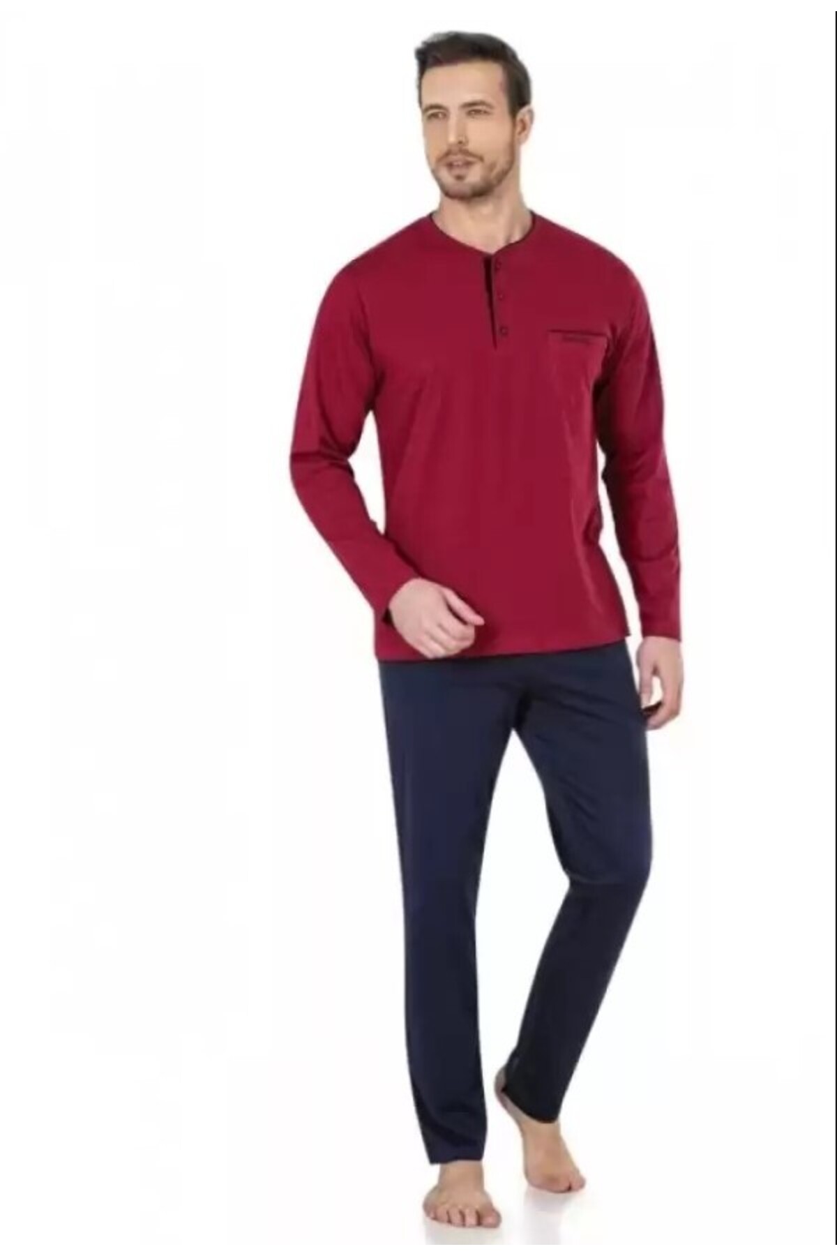 ست پیژامه و لباس خواب مردانه راسته فاق نرمال آستین بلند | پیر کاردین Pierre Cardin THCL0VR5PC - تصویر 3