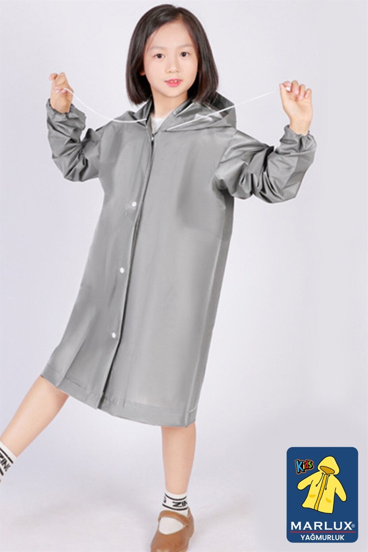 Marlux Gri Çocuk Yağmurluk Kız ve Erkek Çocuk 7-12 Yaş fotoğrafı 2 (önizleme)