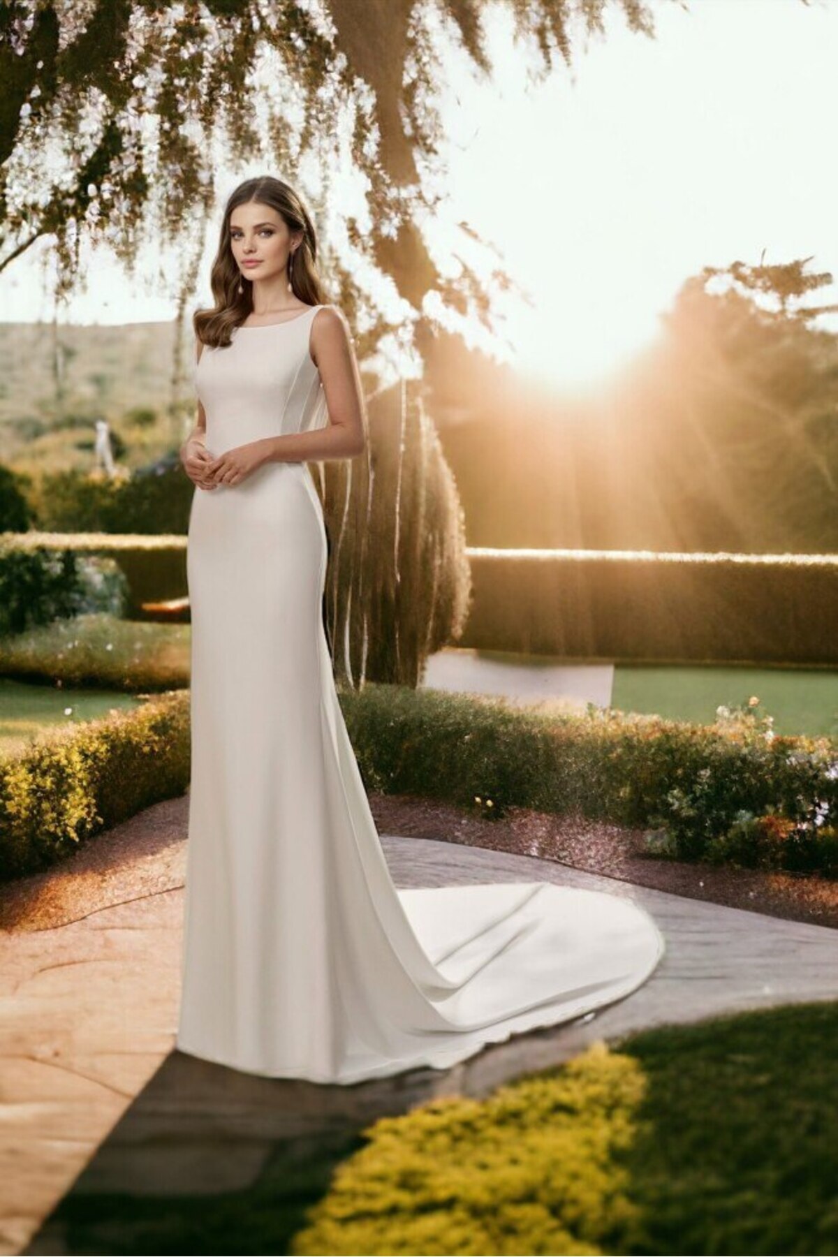 OFF WHITE BACK NECK WEDDING DRESS