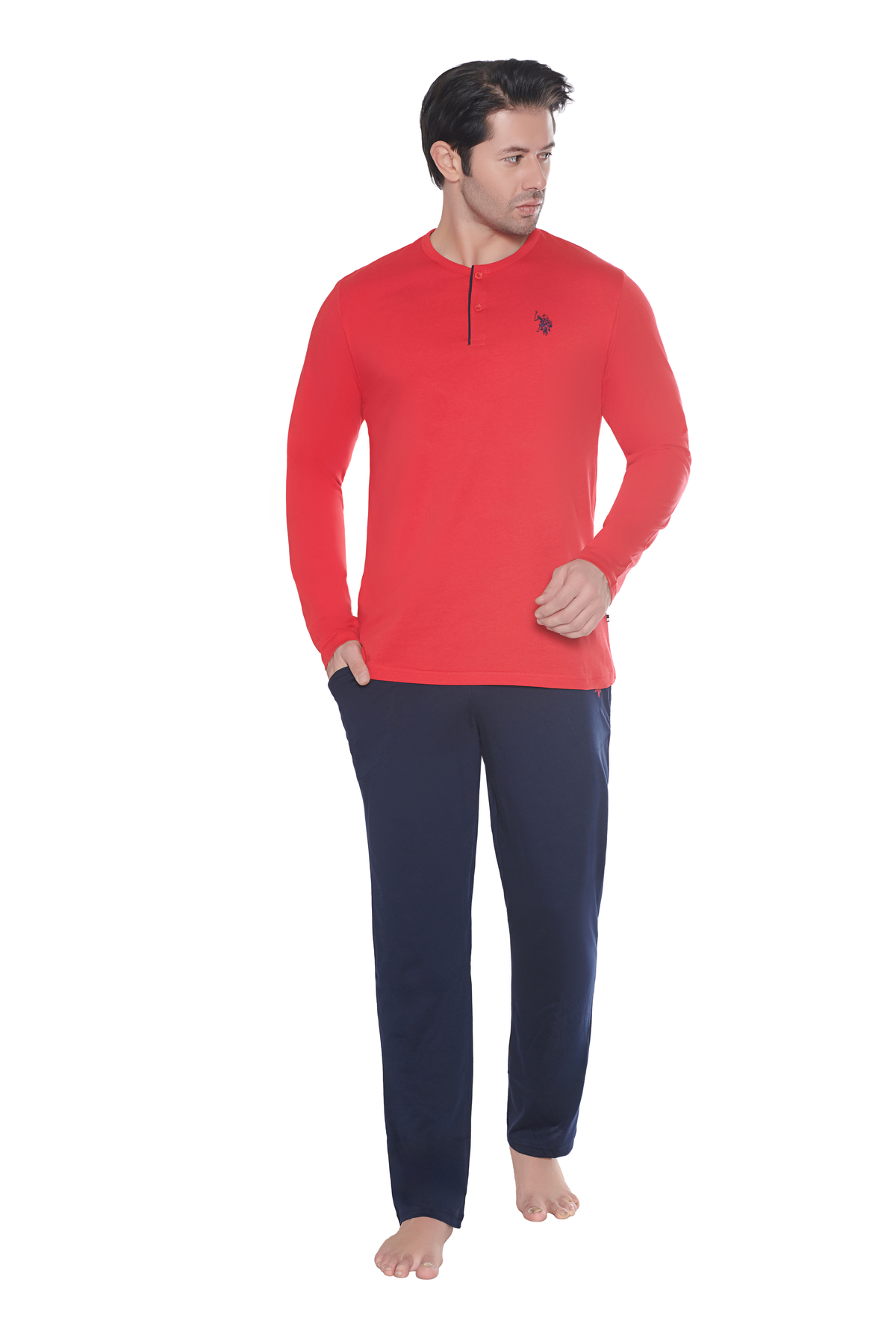 یو اس پولو ست لباس خواب قرمز مردانه