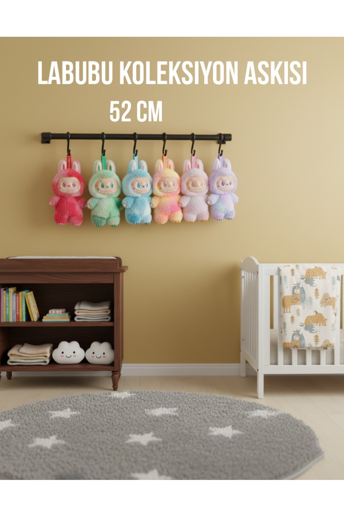 TOTTERİQ Labubu Koleksiyon Askısı – 52 cm | Duvar Tipi Oyuncak ve Figür Askılığı labubu