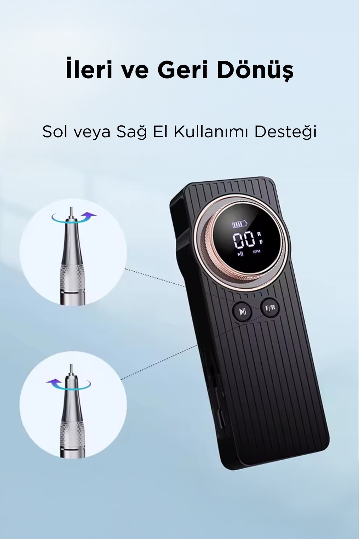 TRNKO1 Siyah Seri Profesyonel Tırnak Törpü Manikür Pedikür Makinesi 10 Başlıklı Seri — JETLİNESİYAHRENKTIRNAKSERİTRNK01 — تصویر 3 از 8